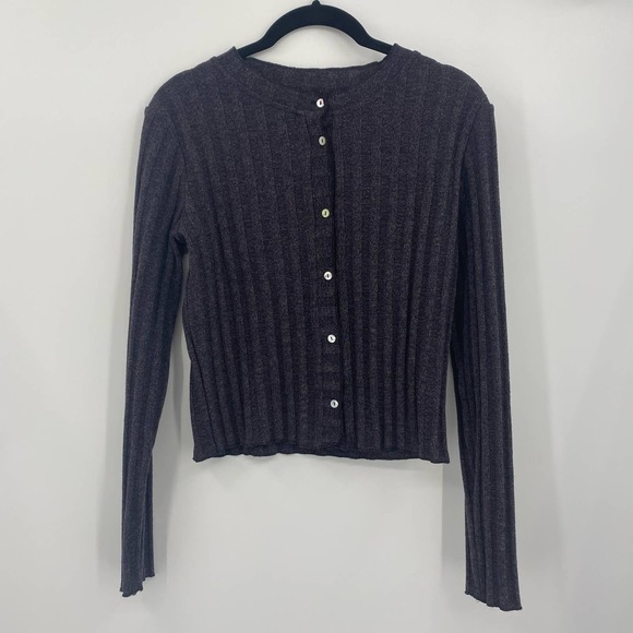 Zara Cropped Button Down Gray Sweater Size Large NWOT - Picture 4 of 4